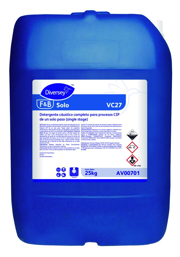 SOLO 25kg - Detergente cáustico completo para procesos CIP de un solo paso (single stage)